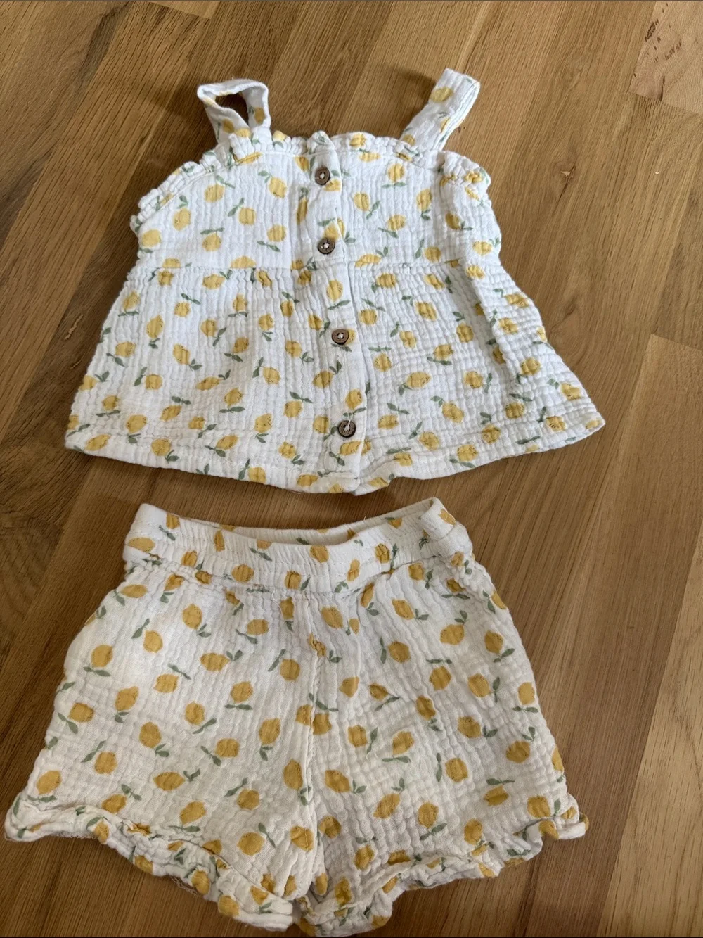 Girls' Lemon Print Tank & Shorts Set - Yellow